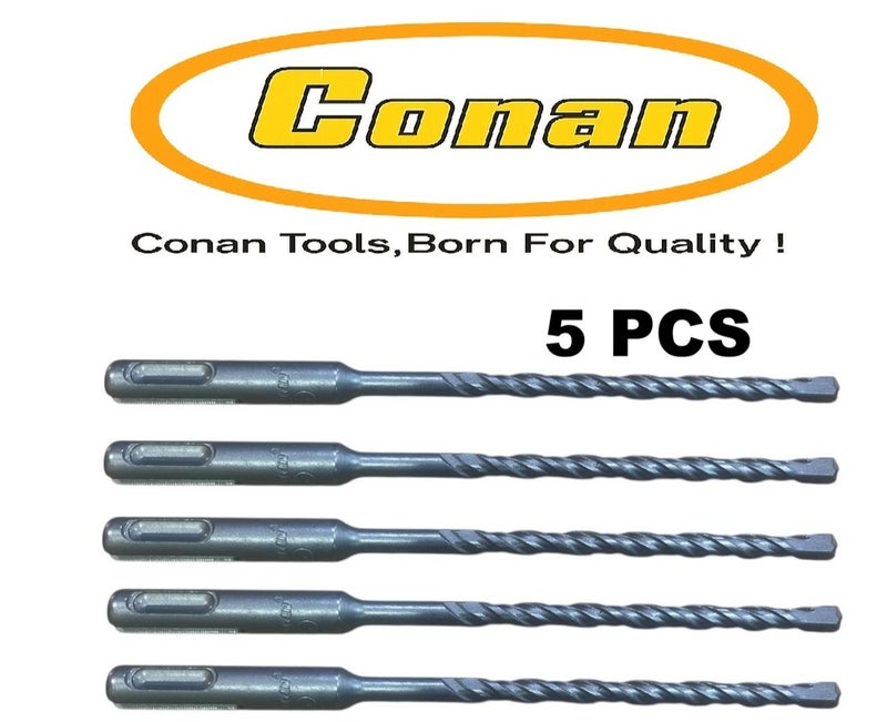 كونان 5 قطع ريشة حفر خرسانة كونان Conan بقاعدة هلتي مقاس 6×160 مم – Masonry Drill Bit – موديل COTD20616 – للدريل والهمر دريل – للخرسانة والطوب والحجر - Image 1